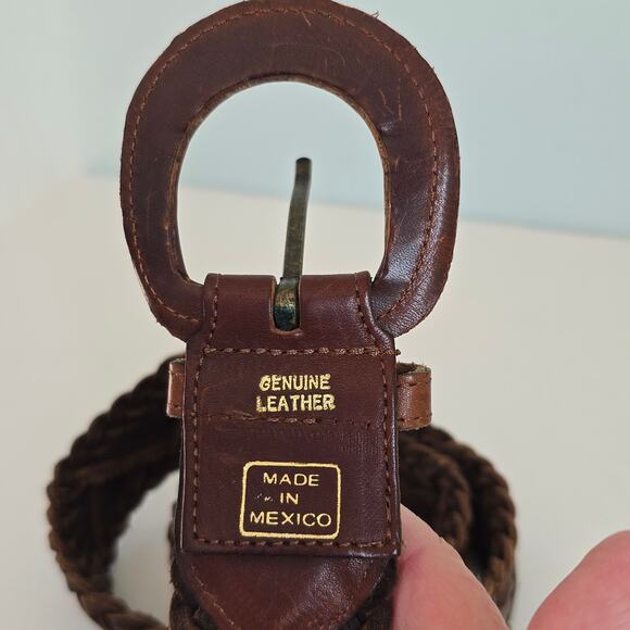 Vintage Braided Genuine Leather Belt Women\'s 36 Brown Soft Suede Reverse Western main image 7
